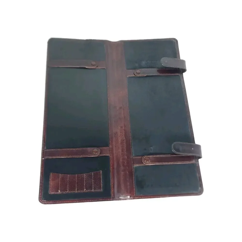 Bosca USA Oxblood Hand Stained Leather Portfolio Travel Tie Organizer Case